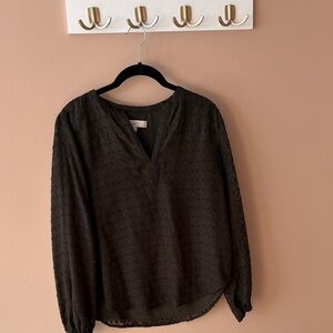 LOFT Textured Black Blouse